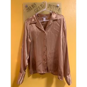 Gold Silk Button Down